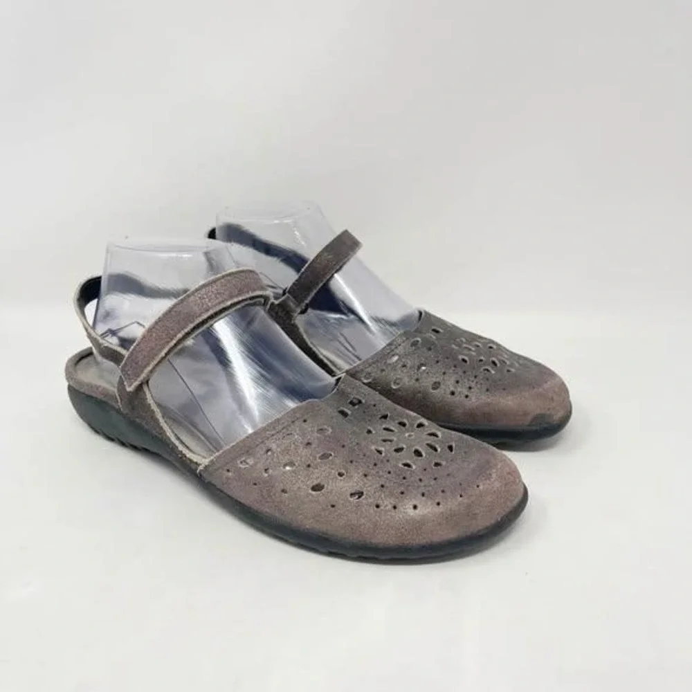 Naot Arataki Slingback Mary Jane Comfort Shoe Womens 41 Gray Shimmer Strappy